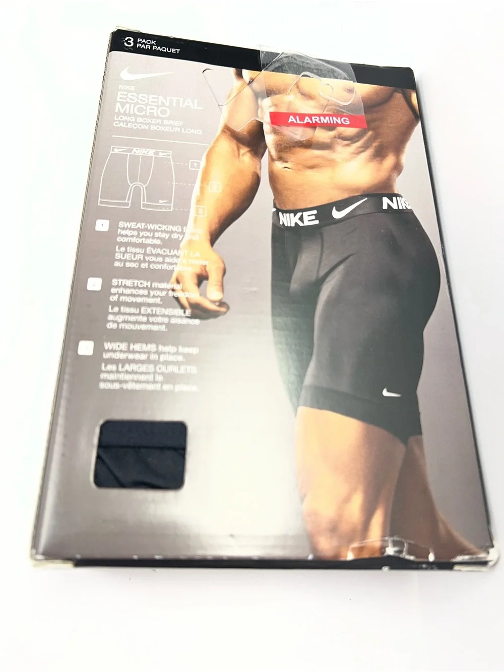 Nike 3 Pack Long Boxer Briefs Essential Micro Dri-FIT Black White Men’s Size XL